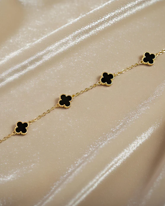 Gold clover bracelet stack for women