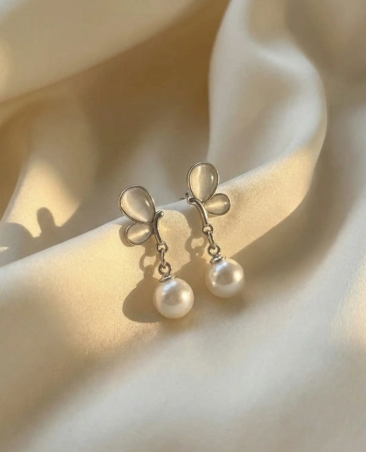 Butterfly Pearl Studs | Elegant Pearl Earrings for Women WristBliss