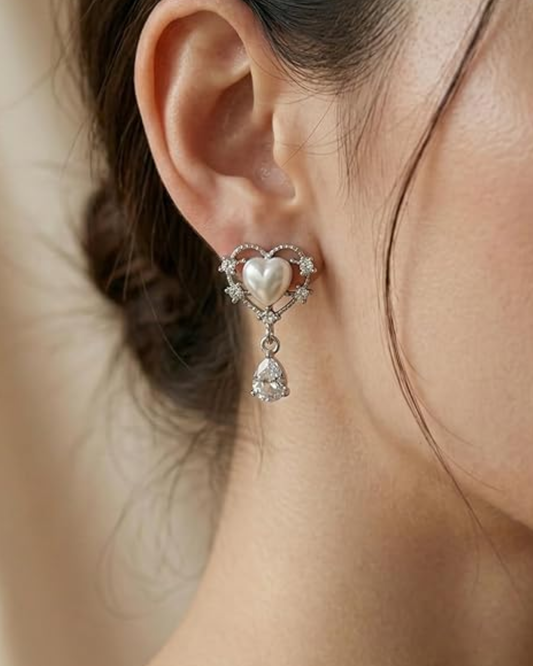 heart pearl earrings