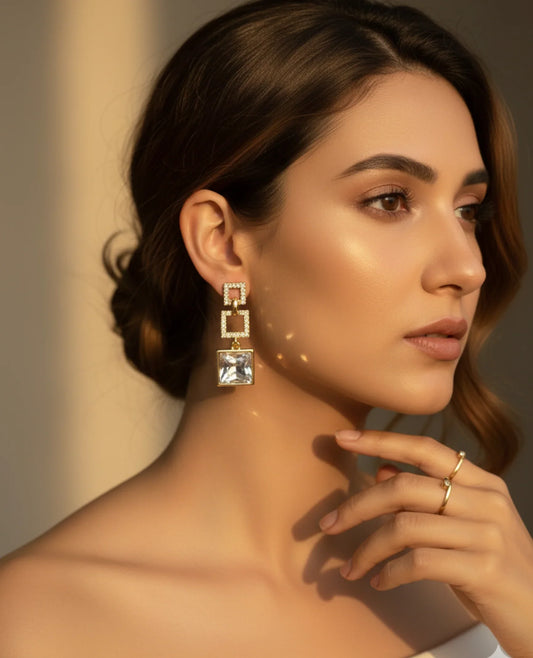 modern silver crystal earrings for women