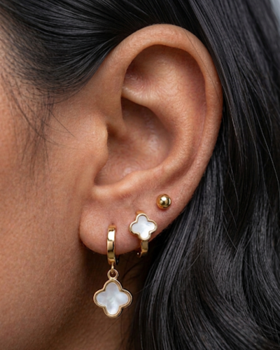 Pearl Clover Drop Earrings