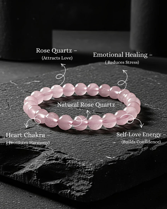 rose quartz gemstone bead bracelet
