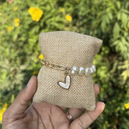 Half chain half pearl bracelet WristBliss