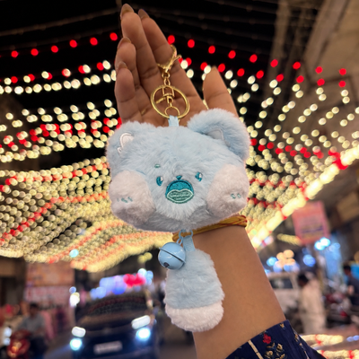 Sky Blue Plush Bear Keychain