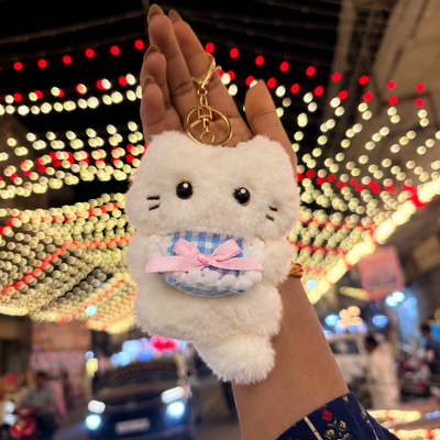 Blue Bow Kitty Plush Keychain