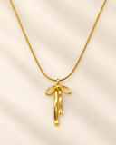 Golden Bow Pendant Necklace