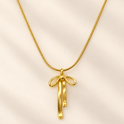 Golden Bow Pendant Necklace