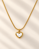 Golden Mother of Pearl Heart Necklace