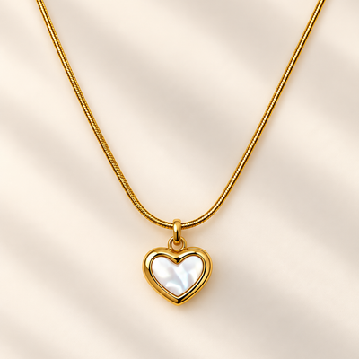Golden Mother of Pearl Heart Necklace