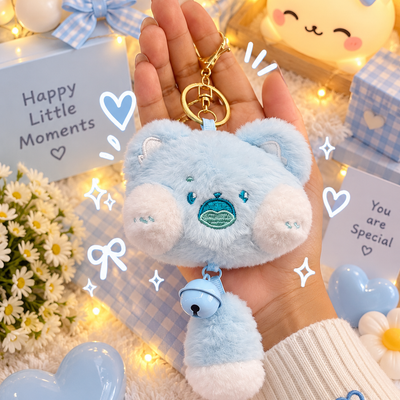 Sky Blue Plush Bear Keychain