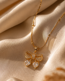 Crystal Bow Heart Necklace