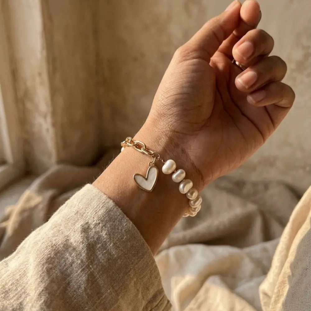 Half chain half pearl bracelet WristBliss