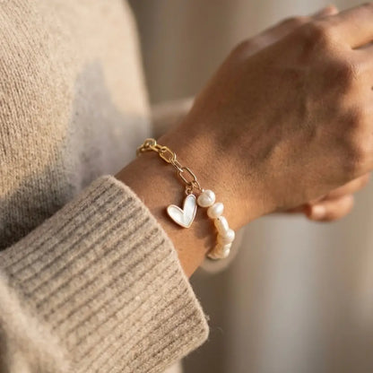 Half chain half pearl bracelet WristBliss
