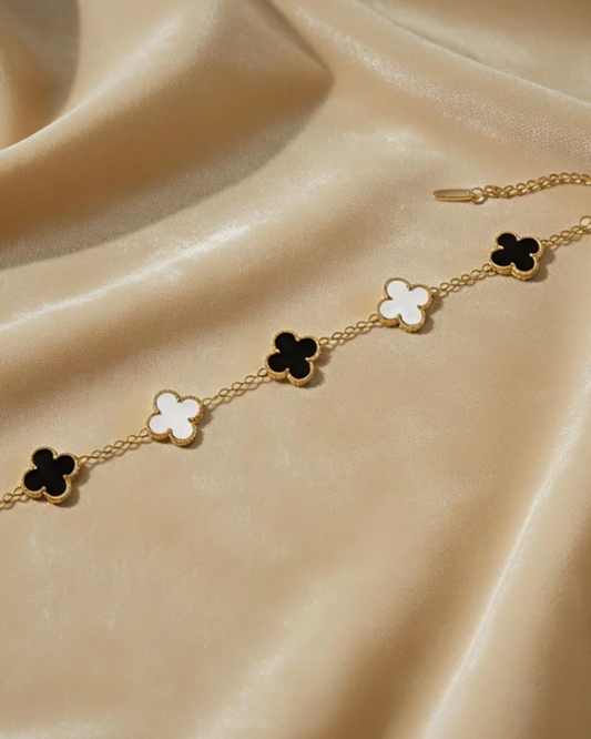 Anti tarnish clover charm bracelet set