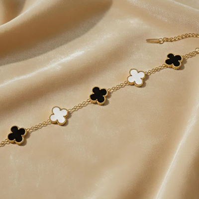 Anti tarnish clover charm bracelet set