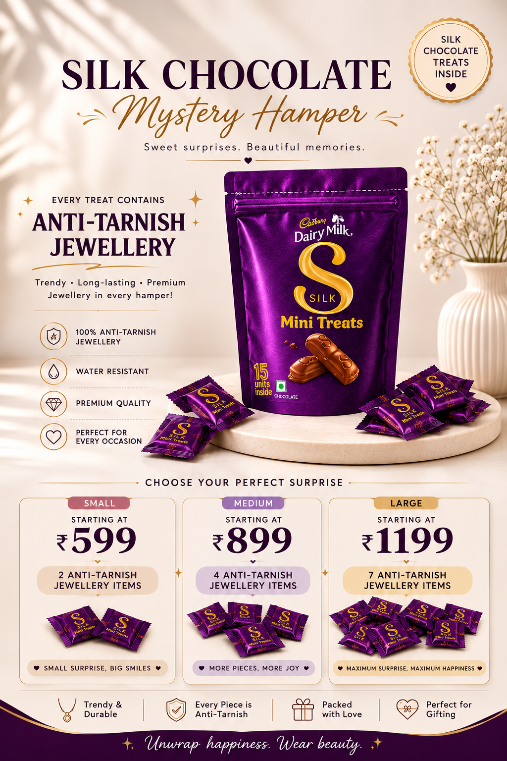 Silk Chocolate Mystery Jewellery Box | Anti-Tarnish Jewellery Gift