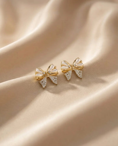 Golden Charm Anti-Tarnish Bow Studs