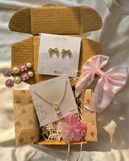 cute pink jewelry gift set hamper