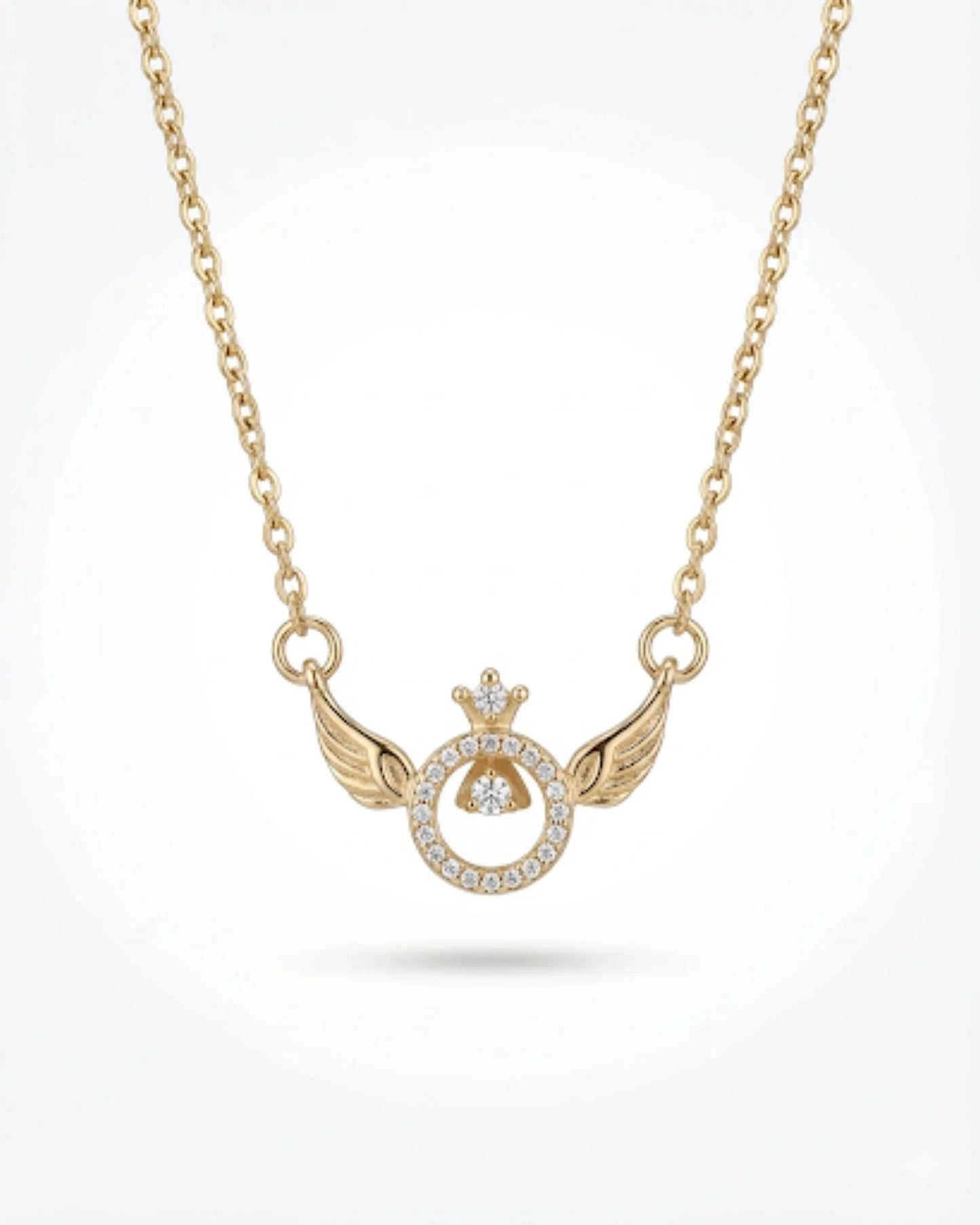 golden halo angel wings pendant necklace