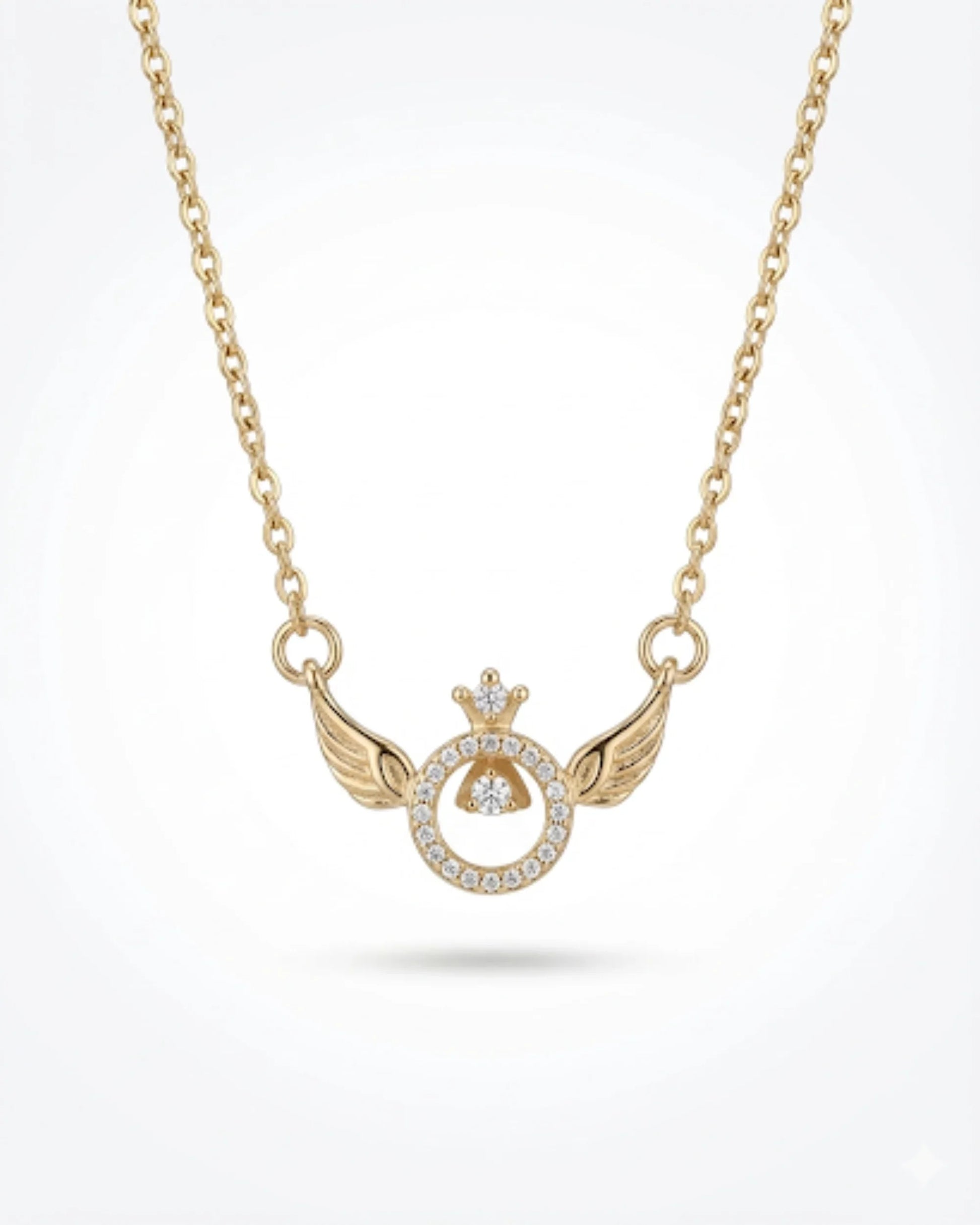golden halo angel wings pendant necklace