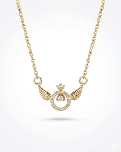 golden halo angel wings pendant necklace
