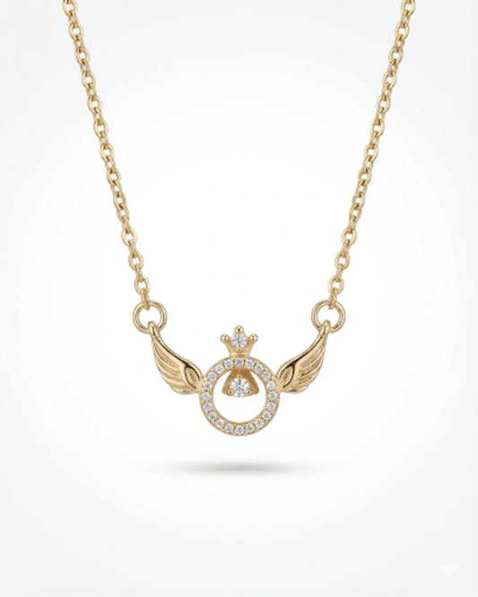 golden halo angel wings pendant necklace