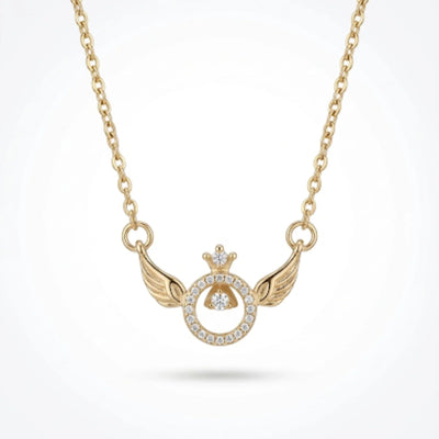 golden halo angel wings pendant necklace