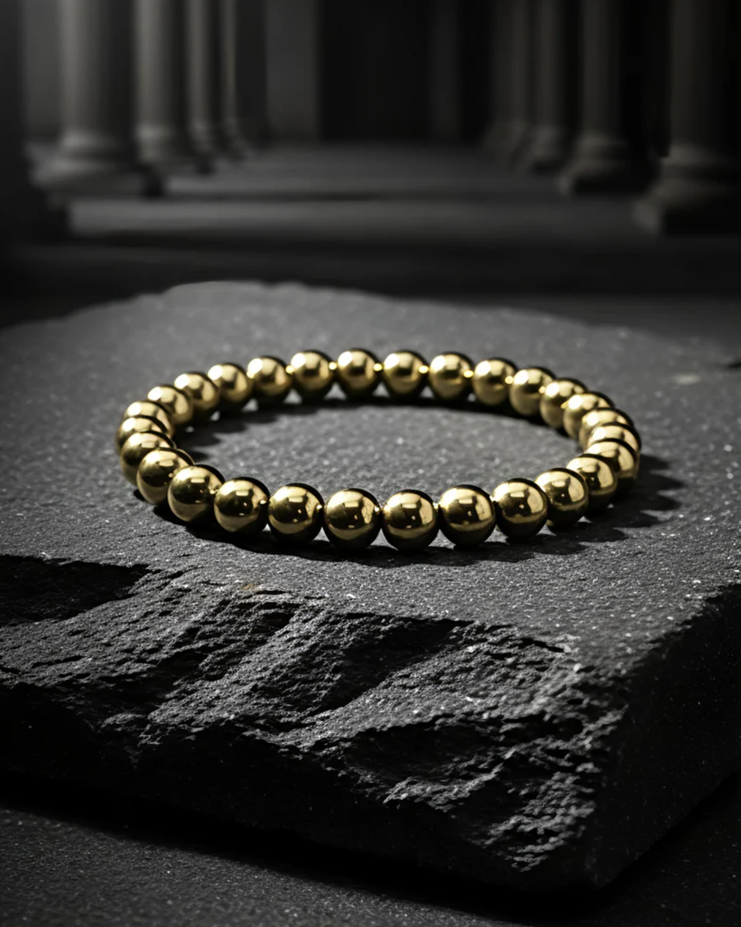 golden pyrite bead bracelet