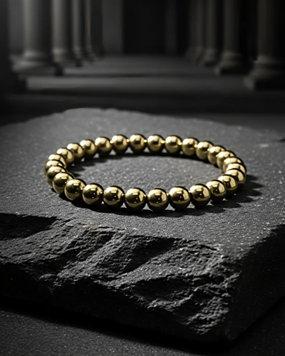 Golden Pyrite Bead Bracelet
