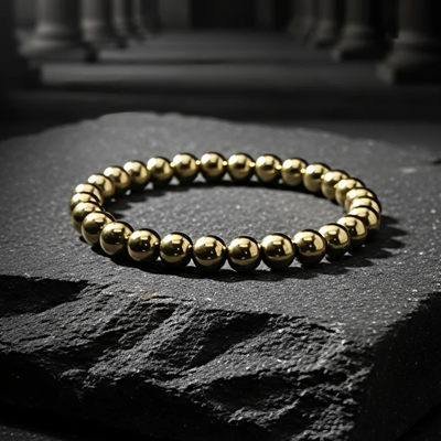 golden pyrite bead bracelet