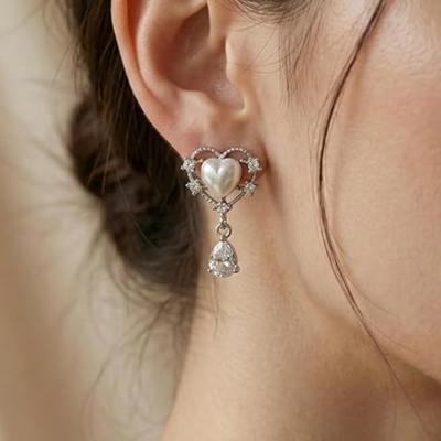 heart pearl earrings
