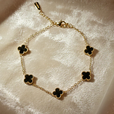 midnight noir clover bracelet anti tarnish gold chain