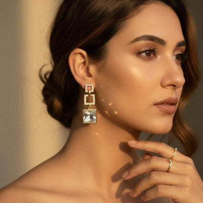 modern silver crystal earrings for women