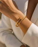 nail style gold cuff bracelet for women