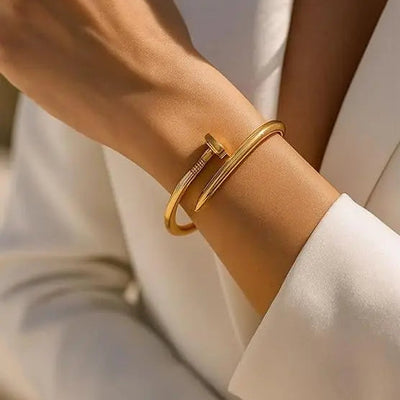 nail style gold cuff bracelet for women