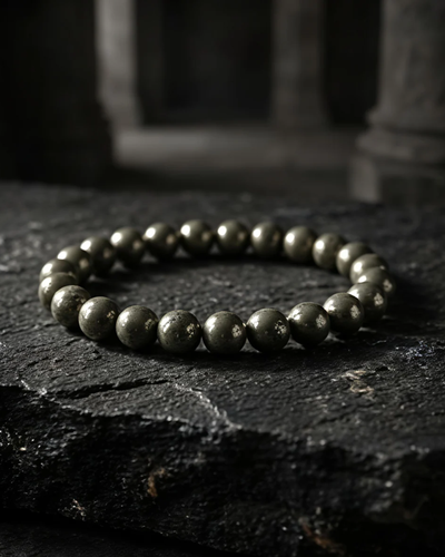 Natural Pyrite Bead Bracelet