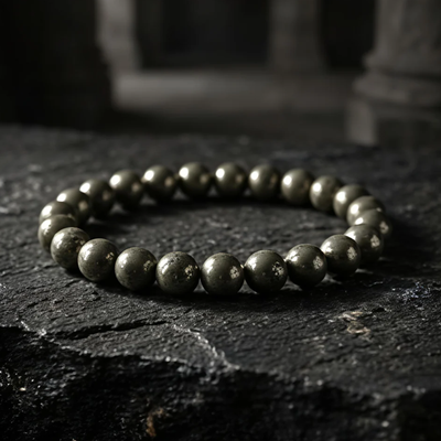 natural pyrite bead bracelet