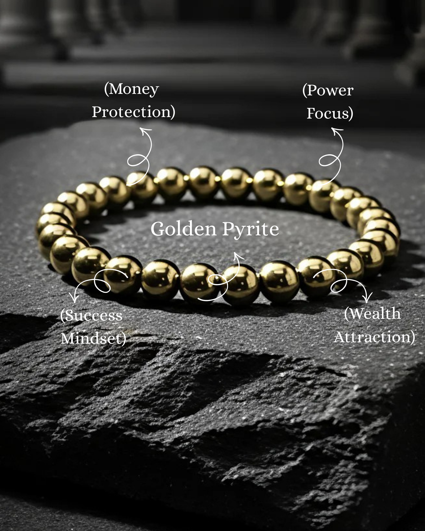 natural pyrite bead bracelet for prosperity
