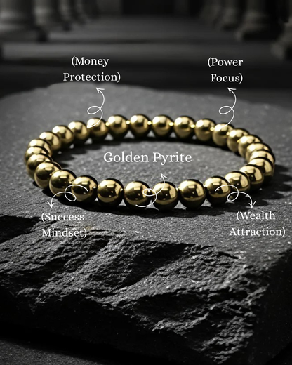 natural pyrite bead bracelet for prosperity
