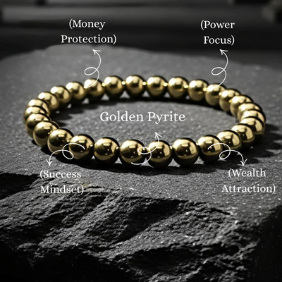 natural pyrite bead bracelet for prosperity