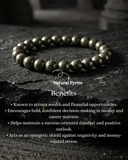 natural pyrite crystal bracelet for positive energy
