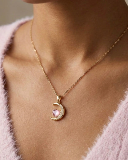 pink moon charm anti tarnish necklace