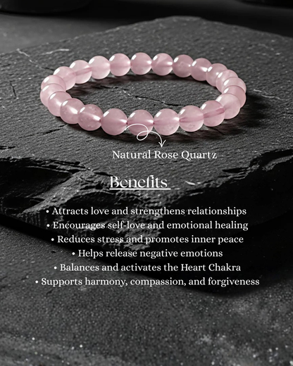pink rose quartz bracelet for women