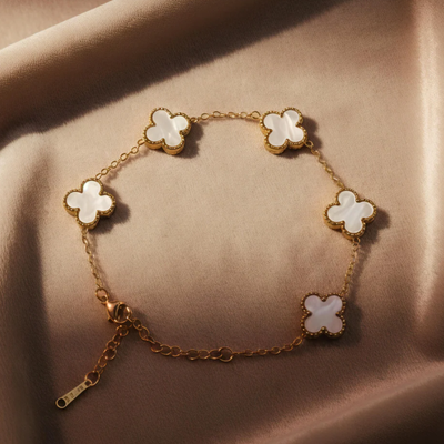pure pearl clover chain bracelet anti tarnish gold