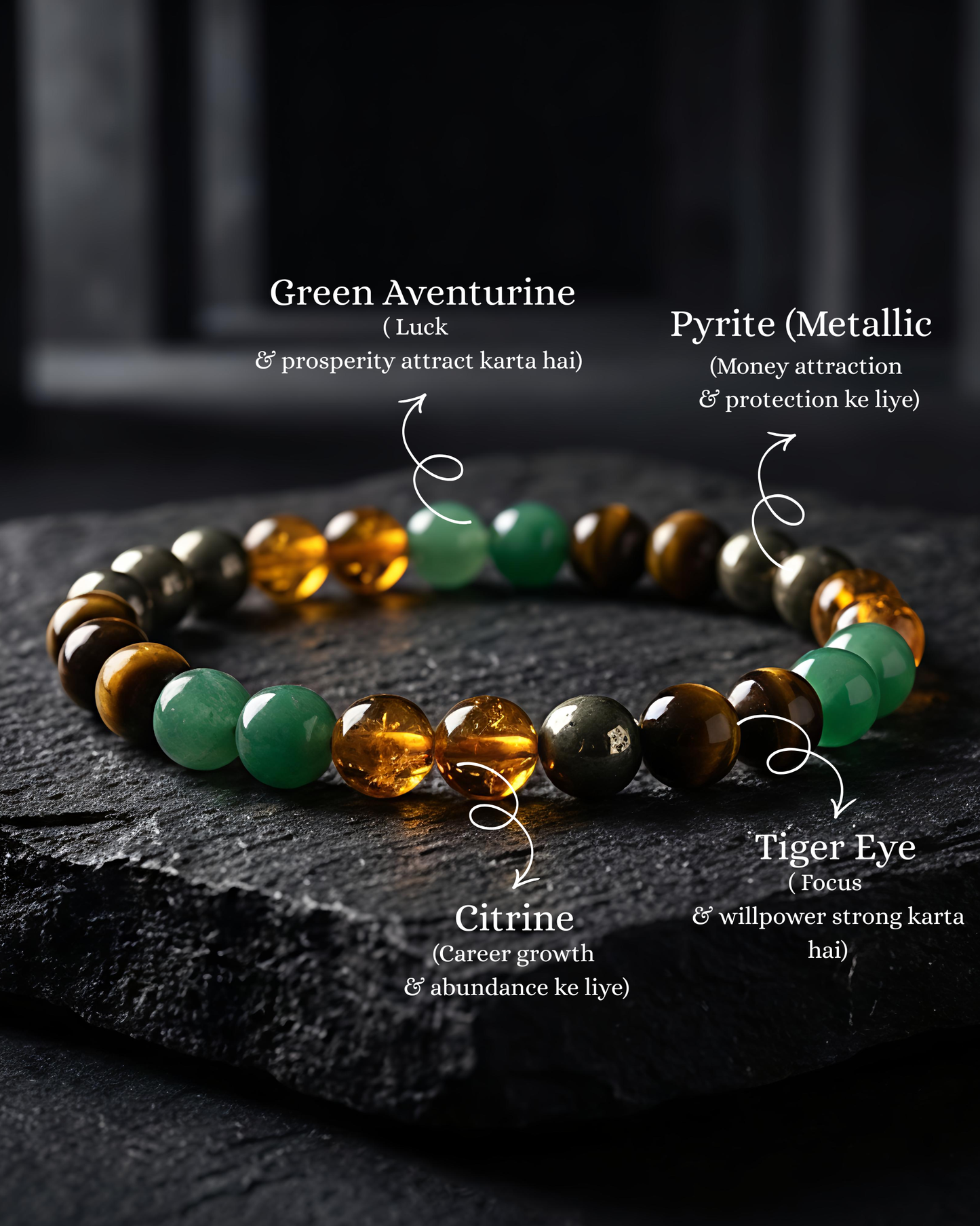 pyrite citrine wealth bracelet for prosperity
