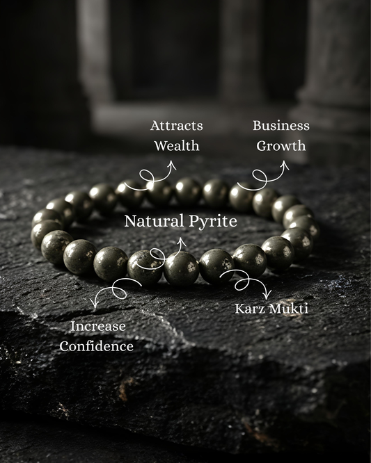 pyrite gemstone bead bracelet for prosperity