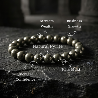 pyrite gemstone bead bracelet for prosperity