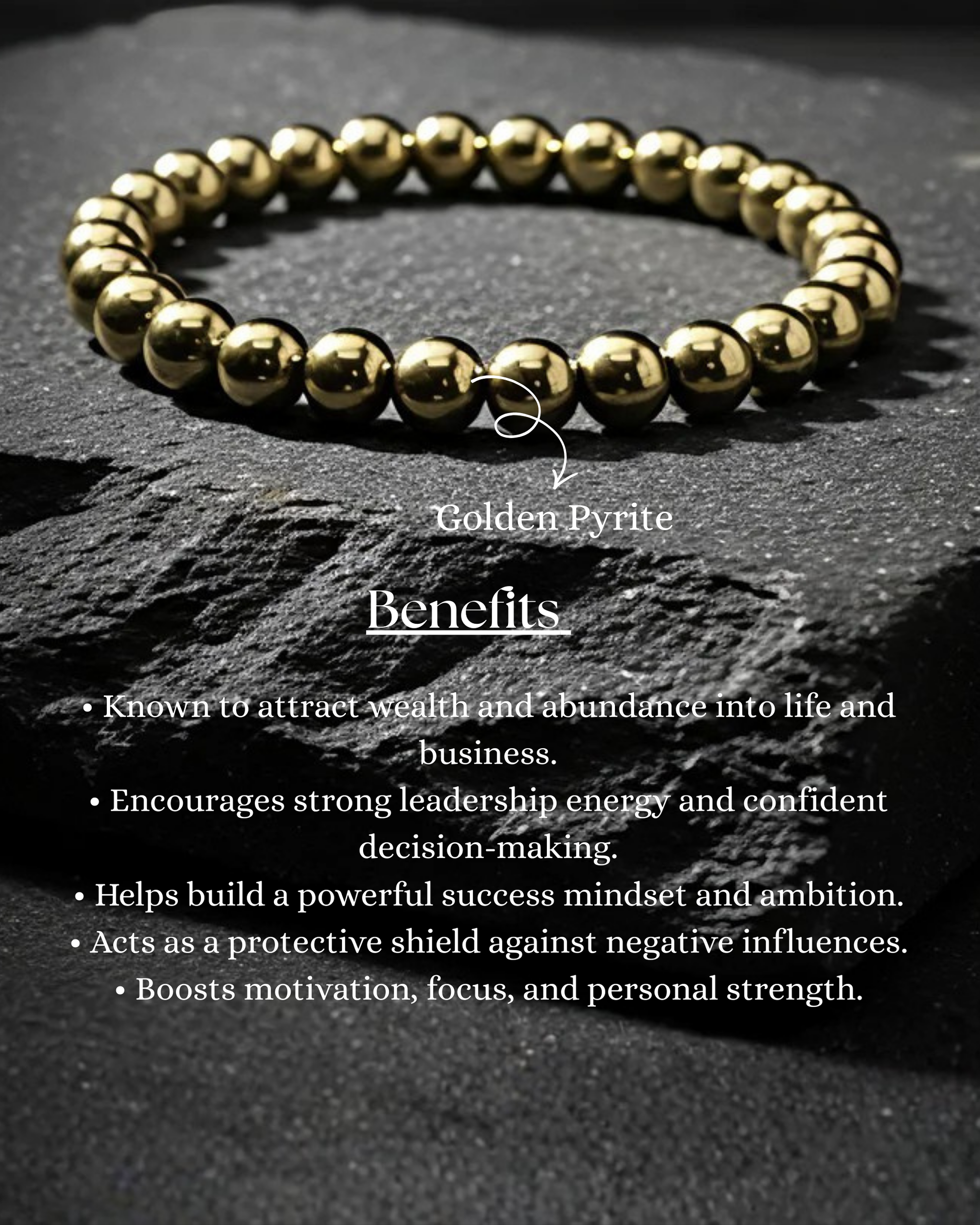 natural pyrite bead bracelet for prosperity