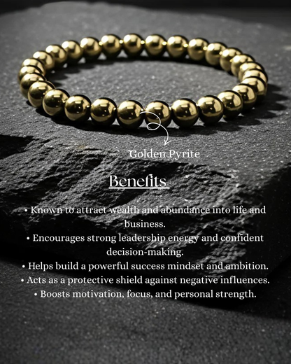 natural pyrite bead bracelet for prosperity