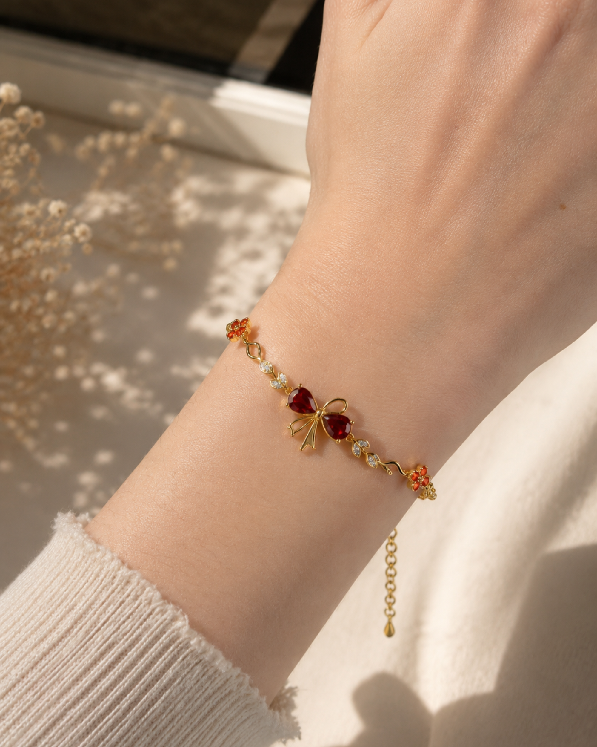 Ruby Tulip Bow Bracelet